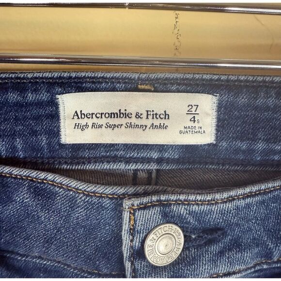 Abercrombie & Fitch High Rise Super Skinny Ankle Distressed Jeans Size 27/4S - Picture 2 of 6